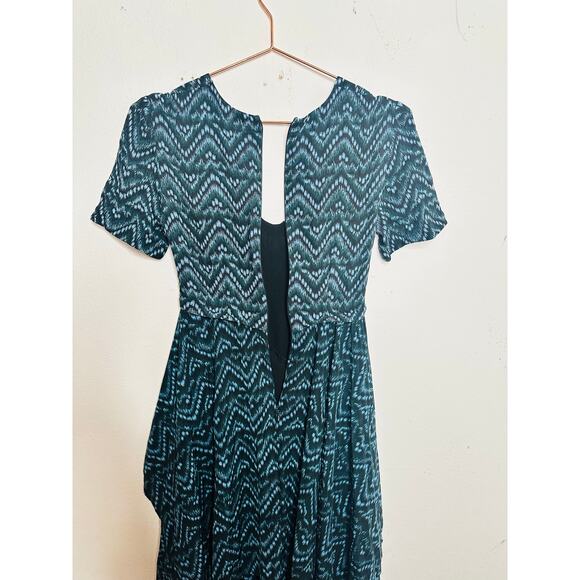 A.L.C. Blue Black Printed 100% Silk Scoop Neck Tiered Skirt Kylia Dress size 0 - Picture 5 of 16